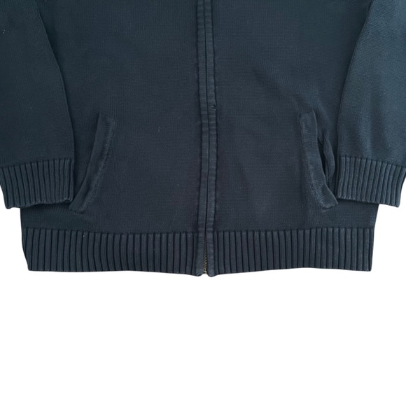 L.L. Bean Men’s L Full Zip Knit Sweater Cotton Mock Neck Navy Blue Regular Heavy - Picture 4 of 8